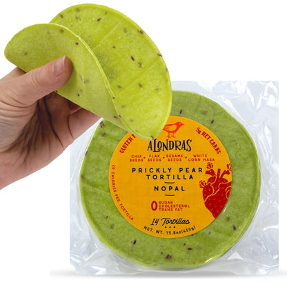 Alondras Low Carb Prickly Pear Tortilla with Chia, Flaxseeds, and Sesame Seeds(Pack of 15)|Gluten free, Low carb, Keto, Vegan