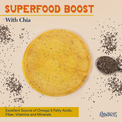 Alondras Low Carb corn tortilla turmeric with Chia Seeds|Gluten free, Low carb, Keto, Vegan